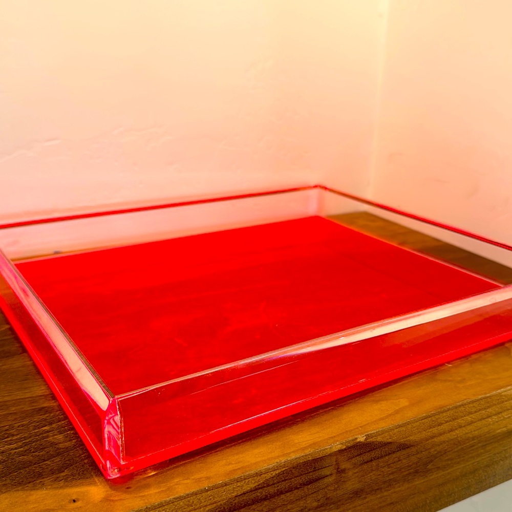 Small Neon red acrylic tray by Alexandra Von Furstenberg